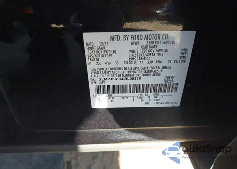 2020 Lincoln Nautilus Reserve z USA, uszkodzony, nr VIN 2LMPJ6K96LBL09338